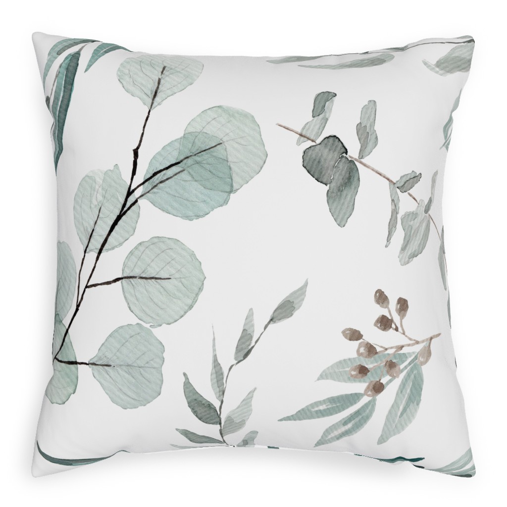 Eucalyptus - Green Pillow, Woven, Beige, 20x20, Single Sided, Green