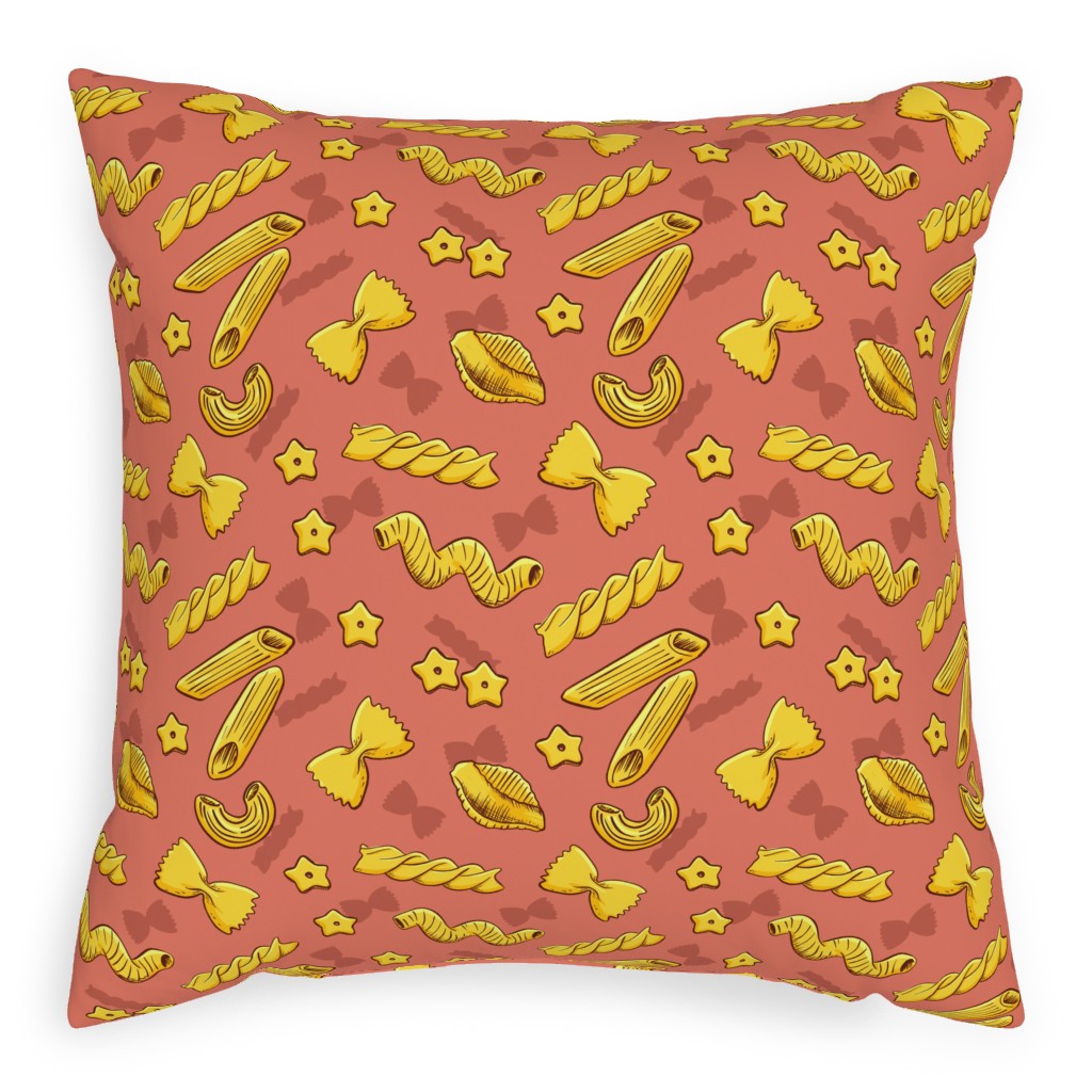 Pasta Pillow, Woven, Beige, 20x20, Single Sided, Orange