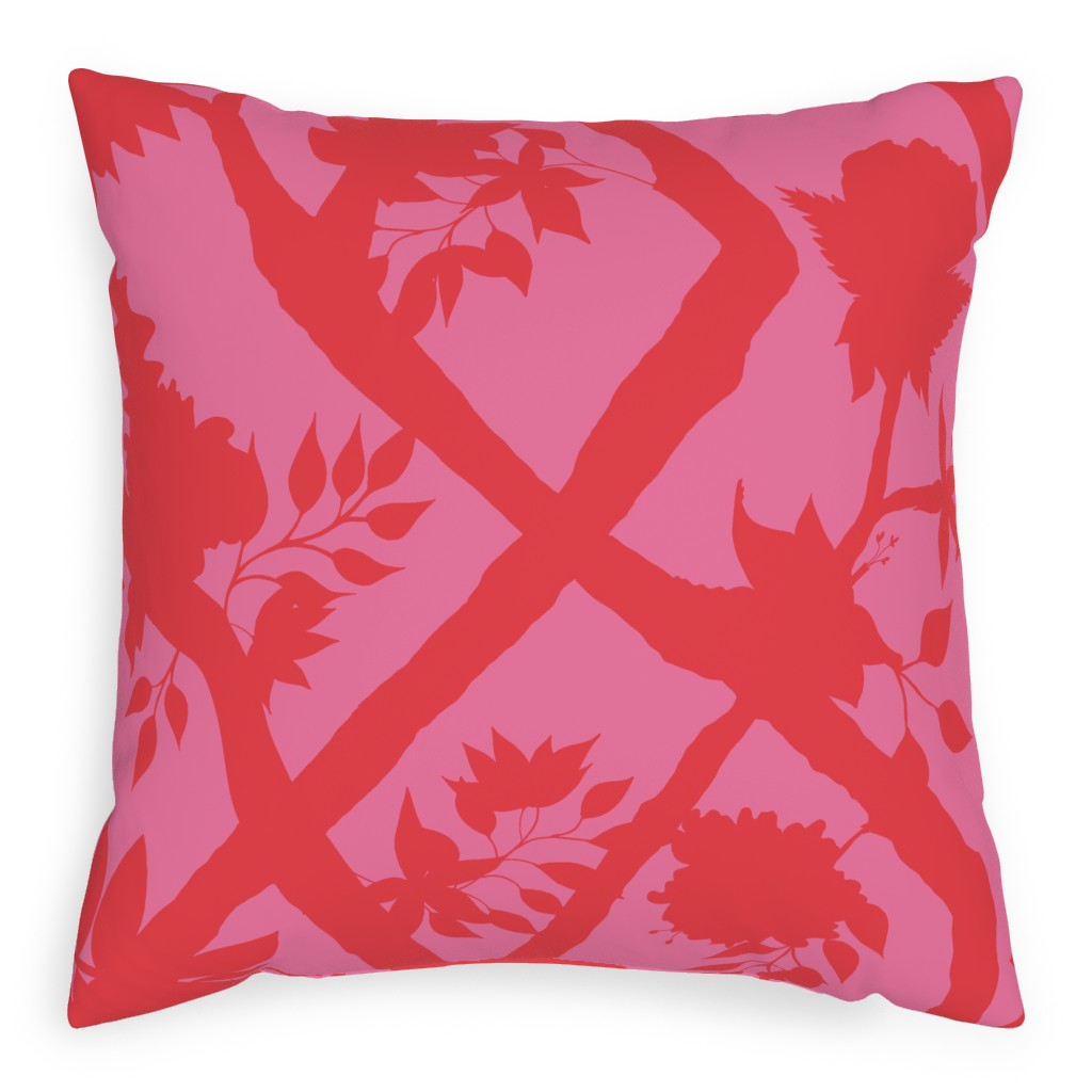 Peony Brand Mural - Pink Pillow, Woven, Beige, 20x20, Single Sided, Pink, Bright Pink