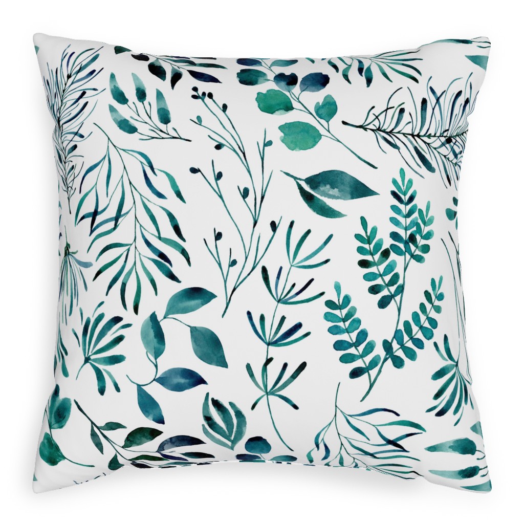 Leaves Nature Botanical Prints Pillow, Woven, Beige, 20x20, Single Sided, Green