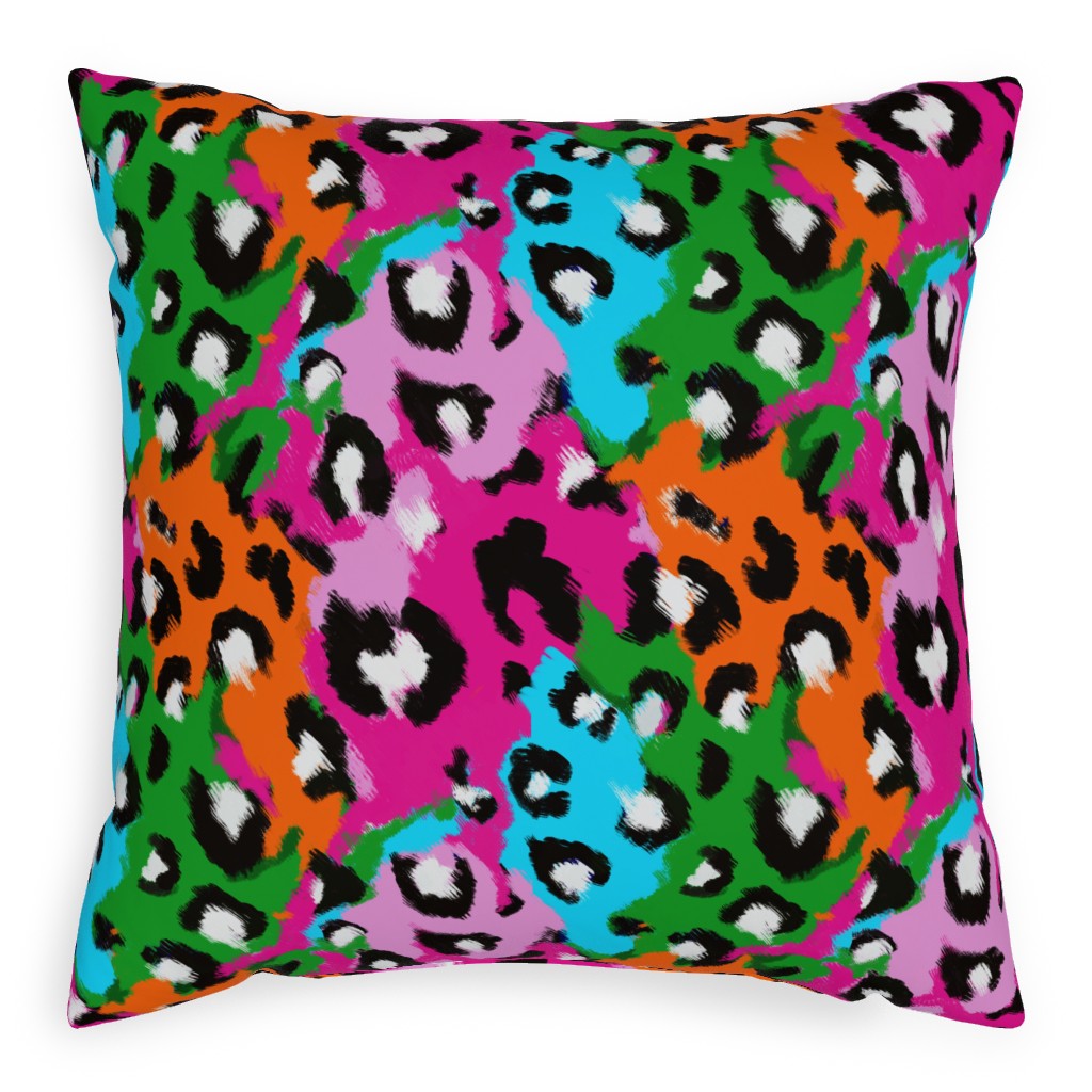 Leopard Print - Bright Pillow, Woven, Beige, 20x20, Single Sided, Multicolor