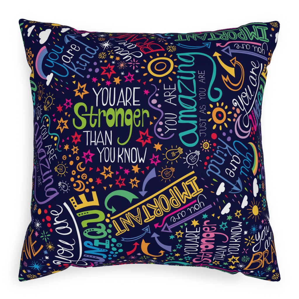 Affirmations Pillow, Woven, Beige, 20x20, Single Sided, Multicolor, Black
