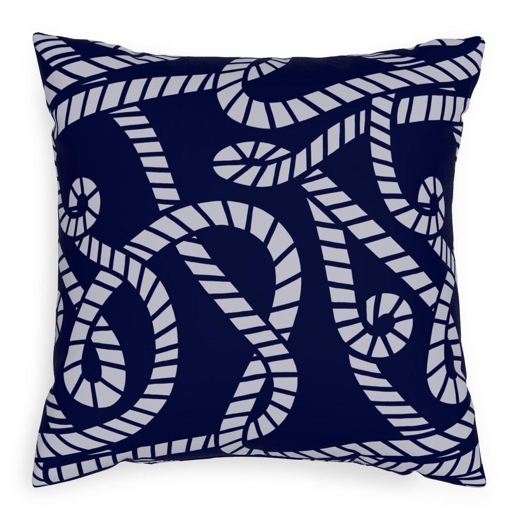 Nautical Rope on Navy Pillow, Woven, Beige, 20x20, Single Sided, Blue