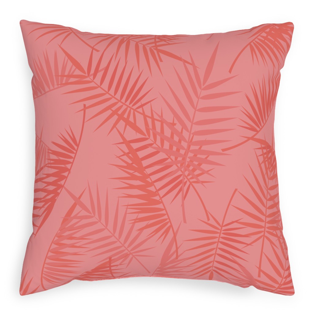 Tropical - Coral Pillow, Woven, Beige, 20x20, Single Sided, Pink, Bright Pink