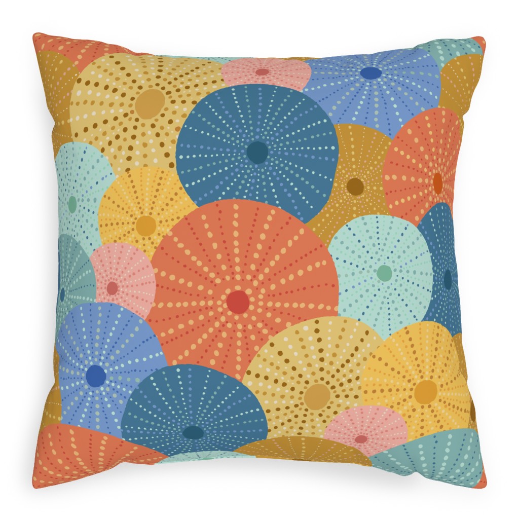 Colorful Sea Urchins Pillow, Woven, Beige, 20x20, Single Sided, Multicolor