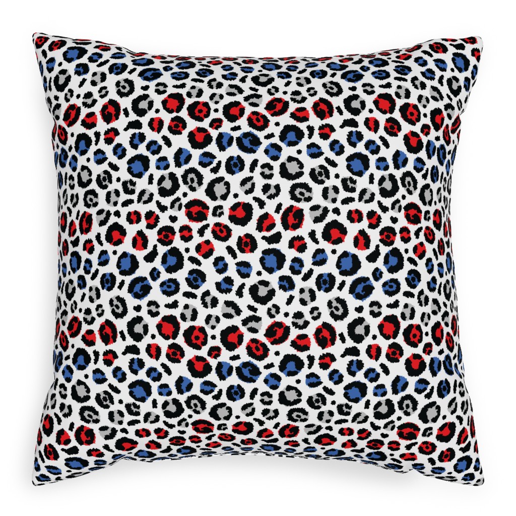 Patriotic Leopard Pillow, Woven, Beige, 20x20, Single Sided, Multicolor