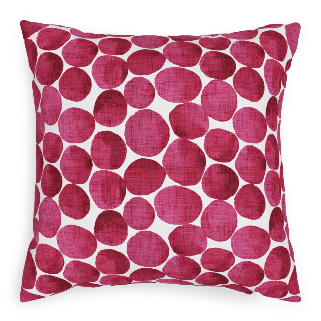 Watercolor Textured Dots - Red Pillow, Woven, Beige, 20x20, Single Sided, Red