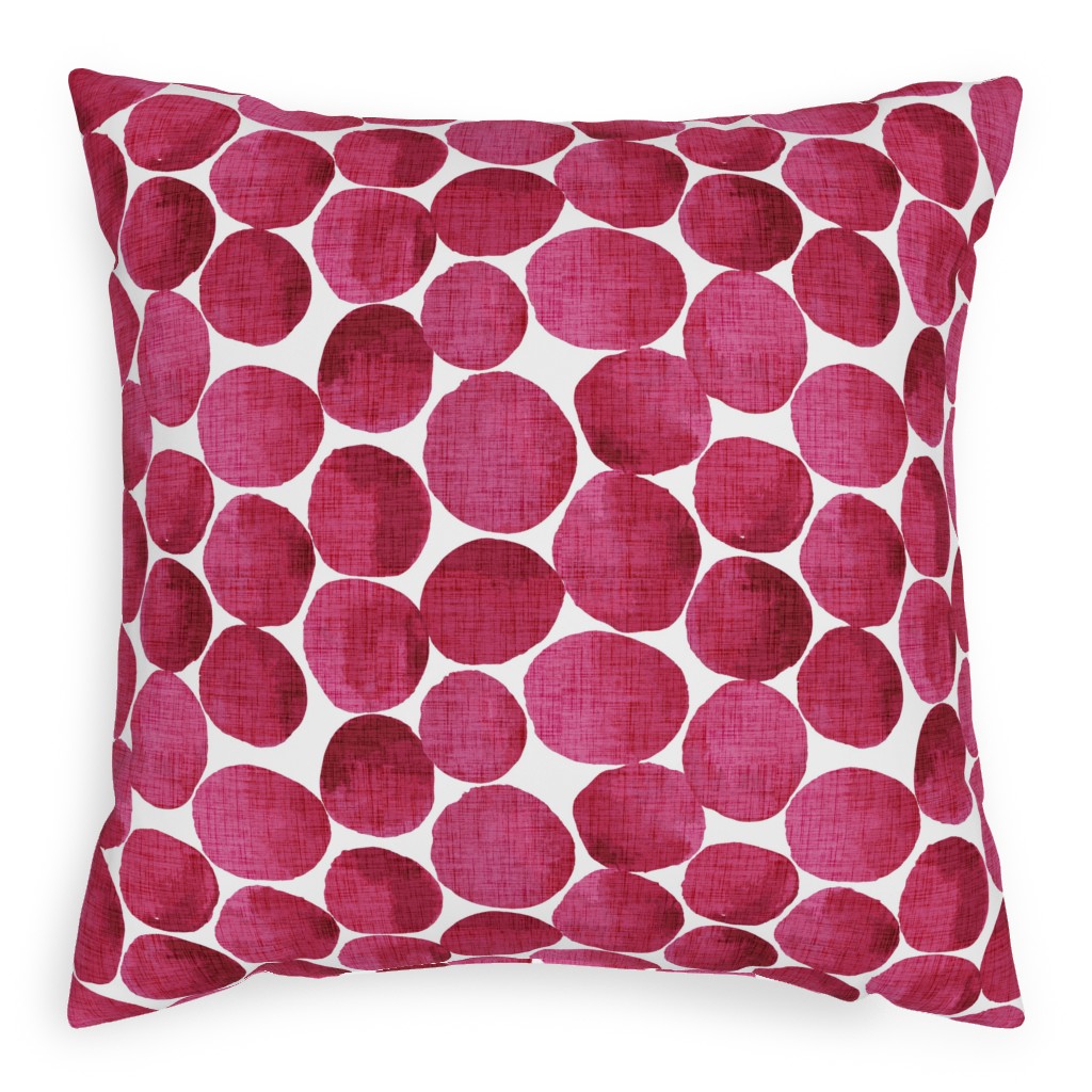 Watercolor Textured Dots - Red Pillow, Woven, Beige, 20x20, Single Sided, Red, Red