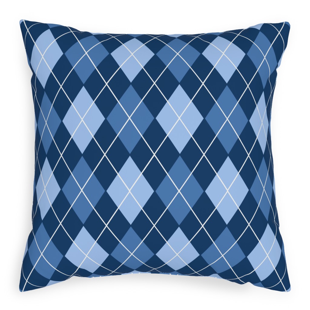 Classic Argyle Plaid in Blues Pillow, Woven, Beige, 20x20, Single Sided, Blue