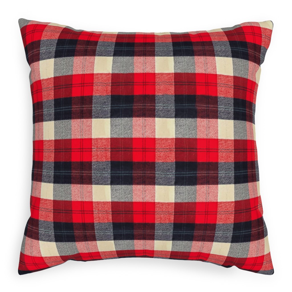 Lumberjack Flannel Buffalo Plaid - Red Pillow, Woven, Beige, 20x20, Single Sided, Red, Red