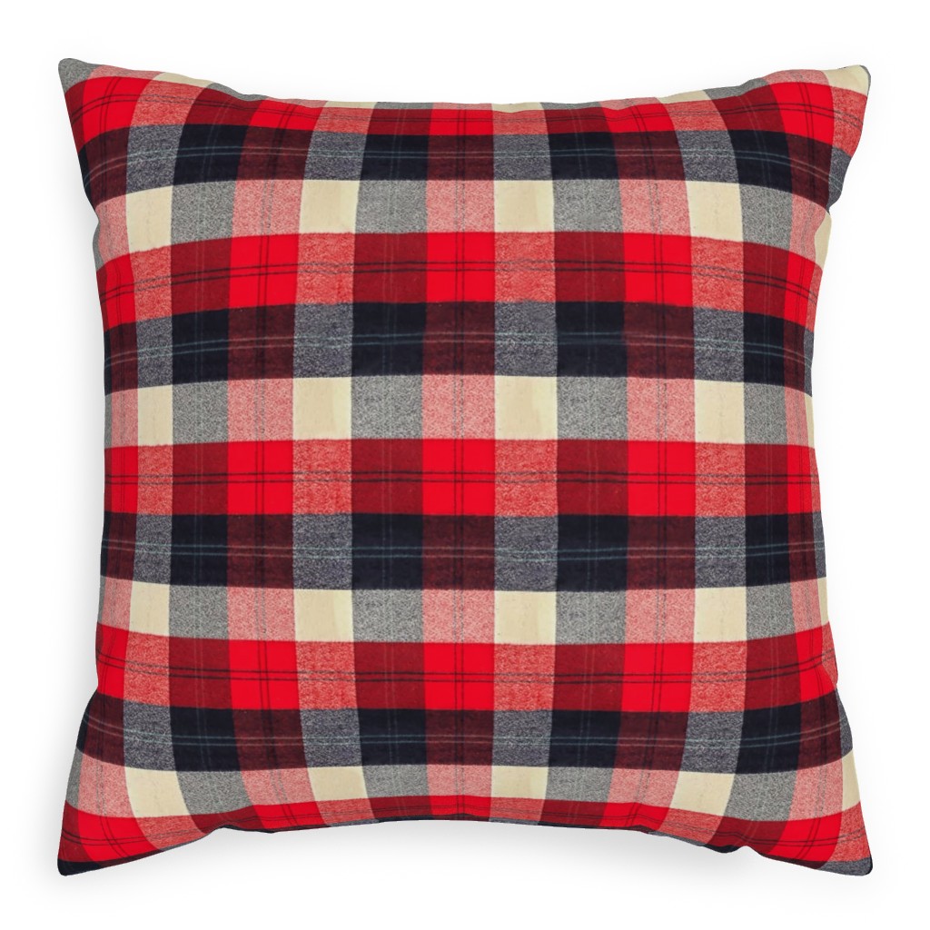 Lumberjack Flannel Buffalo Plaid - Red Pillow, Woven, Beige, 20x20, Single Sided, Red