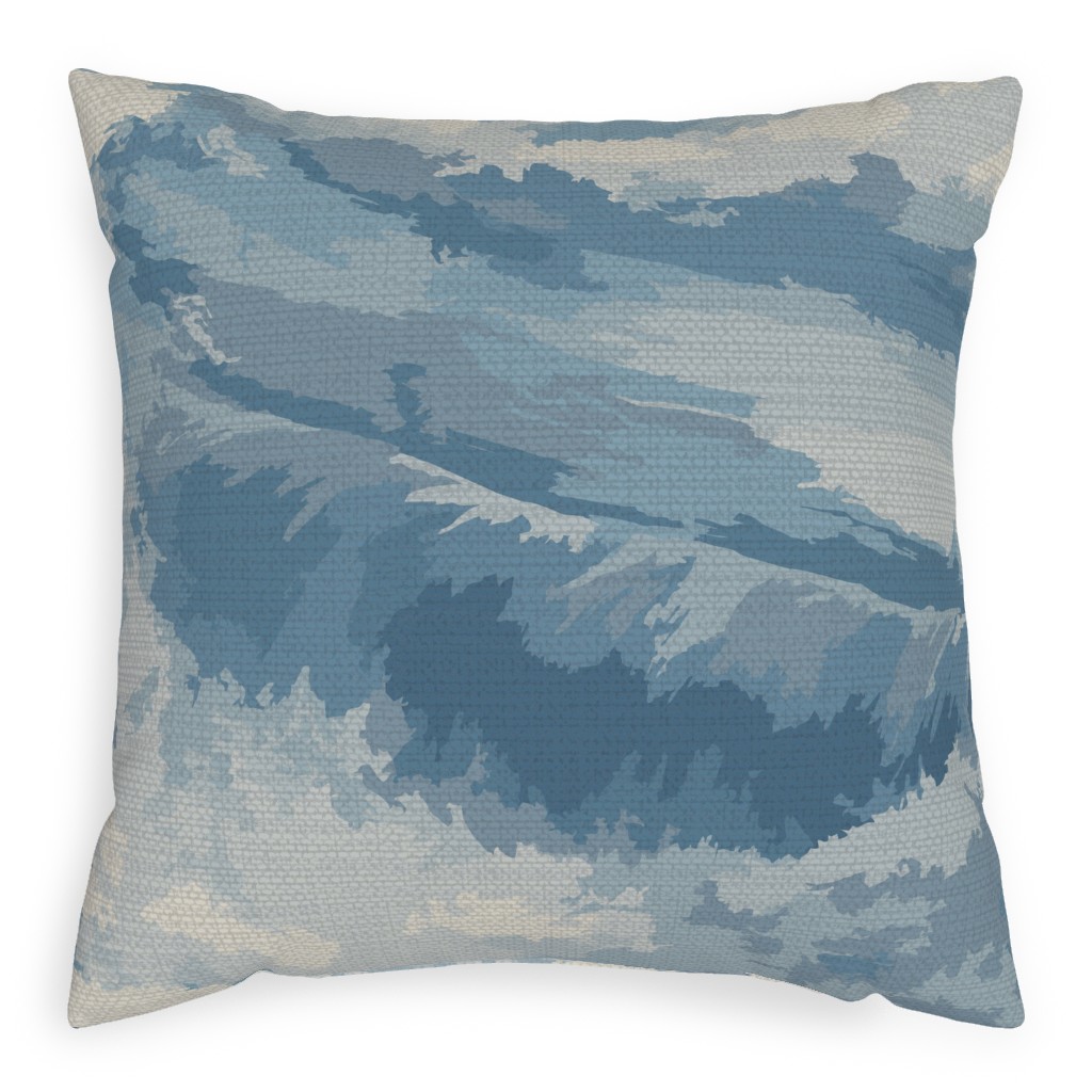 Rough Seas in My Dreams - Blue Pillow, Woven, Beige, 20x20, Single Sided, Blue