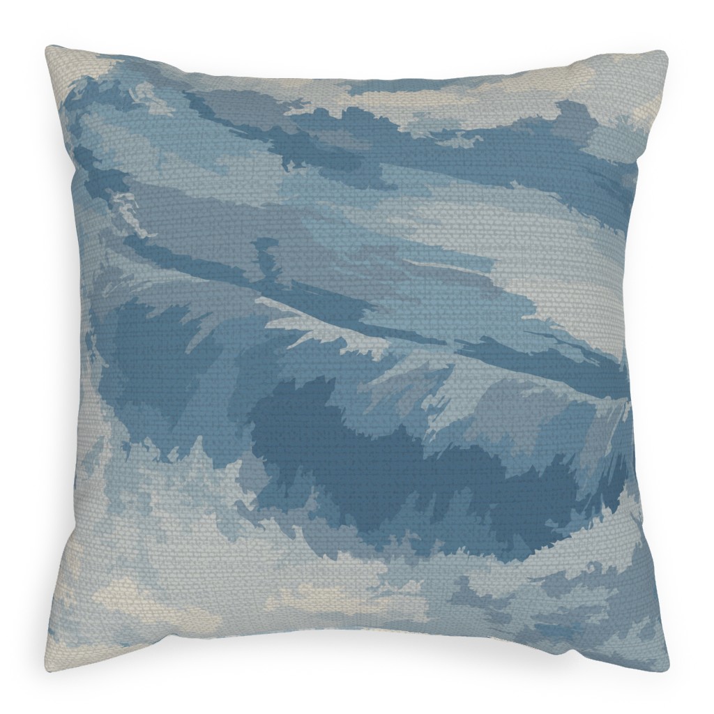 Rough Seas in My Dreams - Blue Pillow, Woven, Beige, 20x20, Single Sided, Blue
