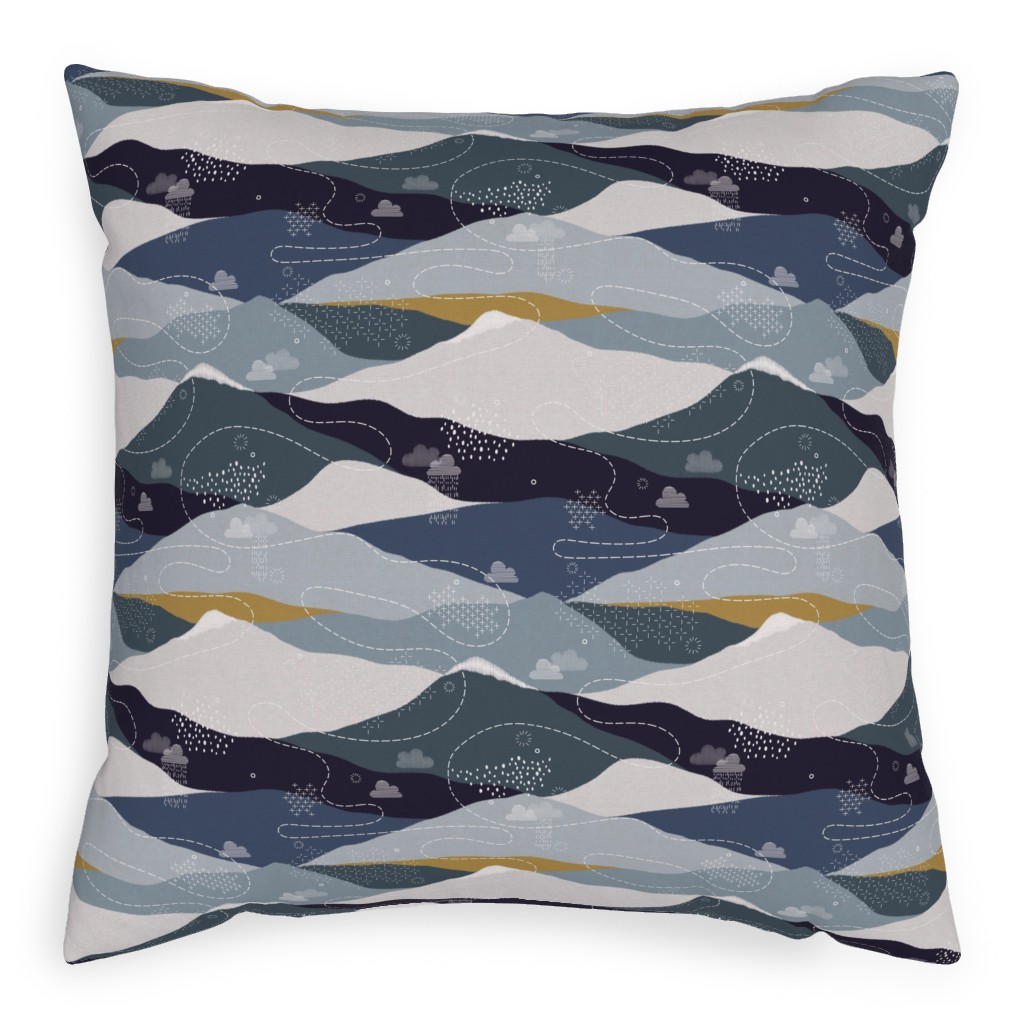 Ever Blue Mountains - Multi Pillow, Woven, Beige, 20x20, Single Sided, Blue