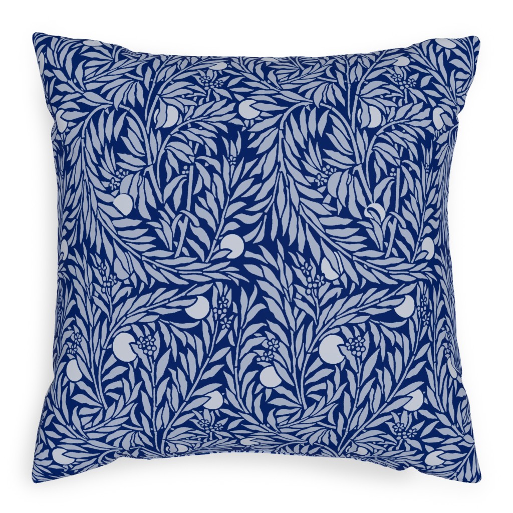 Orange Grove At Night - Blue Pillow, Woven, Beige, 20x20, Single Sided, Blue