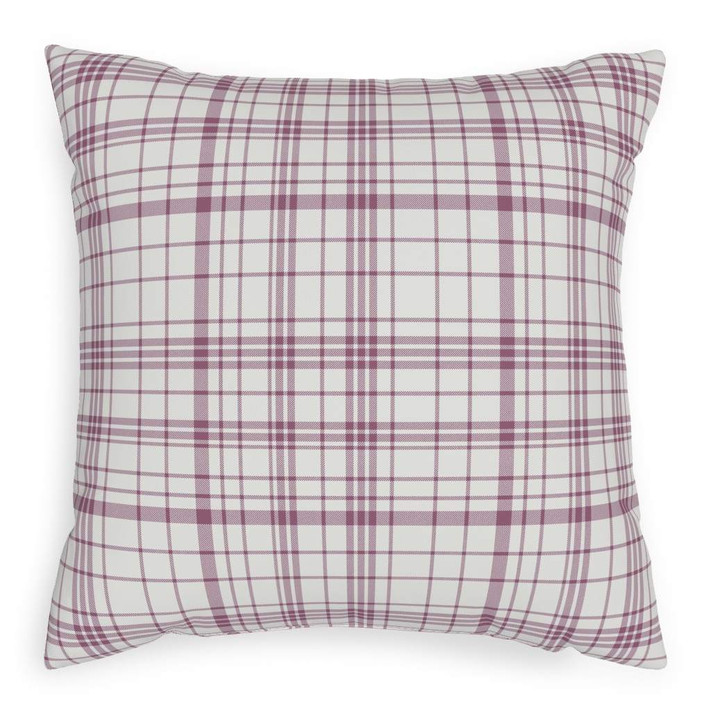 Tartan Check Pillow, Woven, Beige, 20x20, Single Sided, Purple