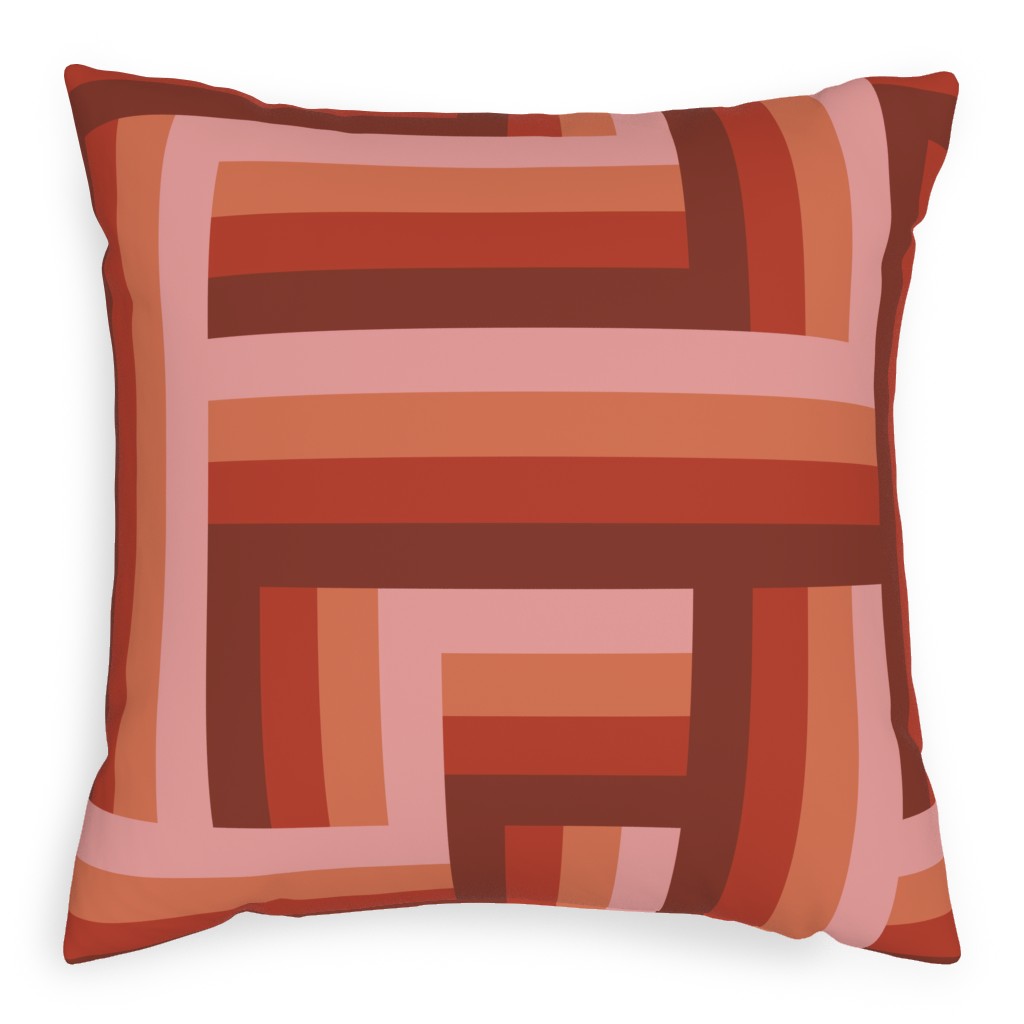 Retro Lattice - Mauve Multi Pillow, Woven, Beige, 20x20, Single Sided, Red, Red