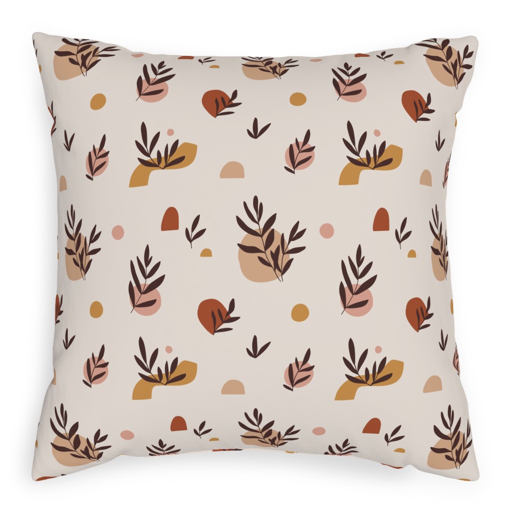 Abstraction and Tropical Leaves - Light Pillow, Woven, Beige, 20x20, Single Sided, Beige, Pearl