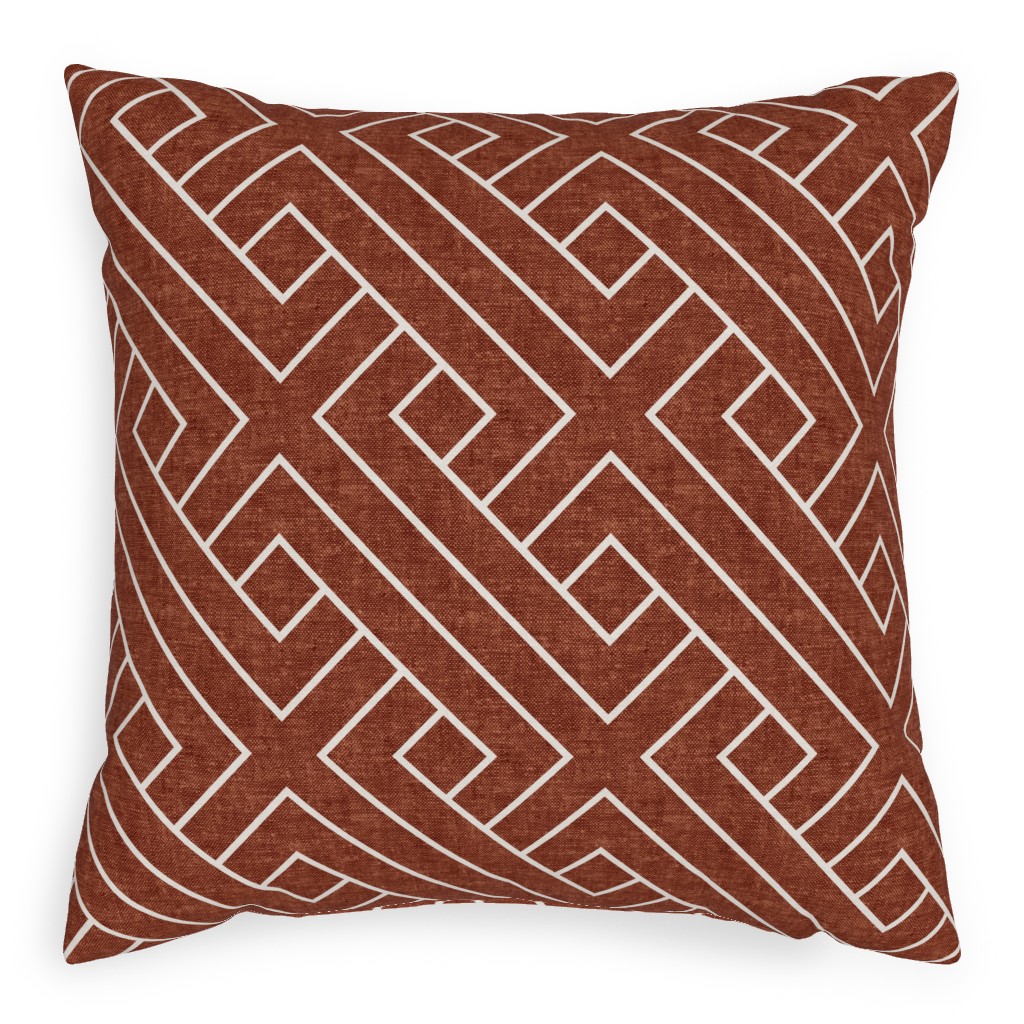 Cadence Geometric Weave - Rust Pillow, Woven, Beige, 20x20, Single Sided, Red, Red