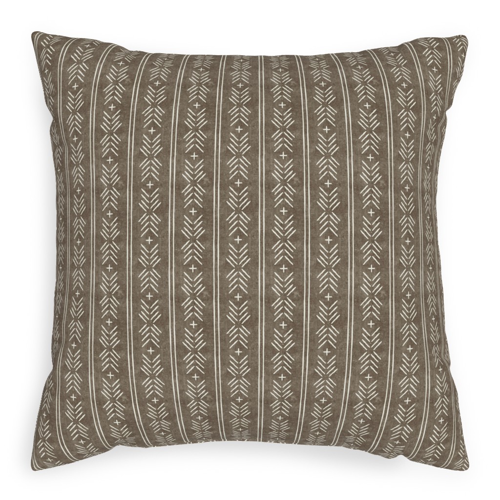Mudcloth Arrow Stripes - Golden Beige Pillow, Woven, Beige, 20x20, Single Sided, Brown