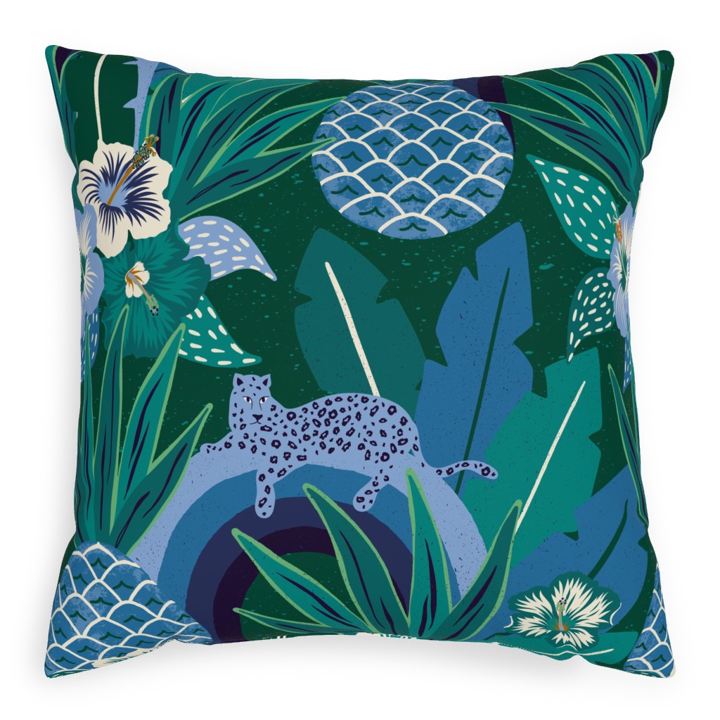 Tropical Fantasy - Blue Green Pillow, Woven, Beige, 20x20, Single Sided, Green