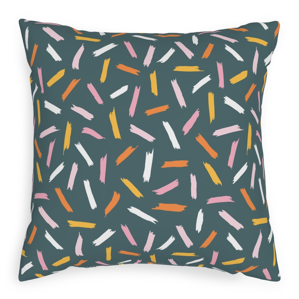 Fun With Paint - Dark Blue Pillow, Woven, Beige, 20x20, Single Sided, Multicolor