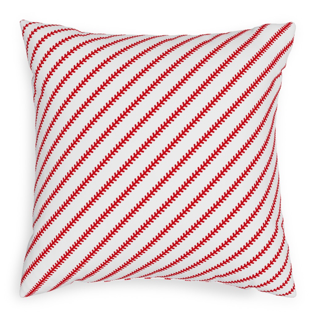 Baseball Stitch - Baseball - White Pillow, Woven, Beige, 20x20, Single Sided, Red