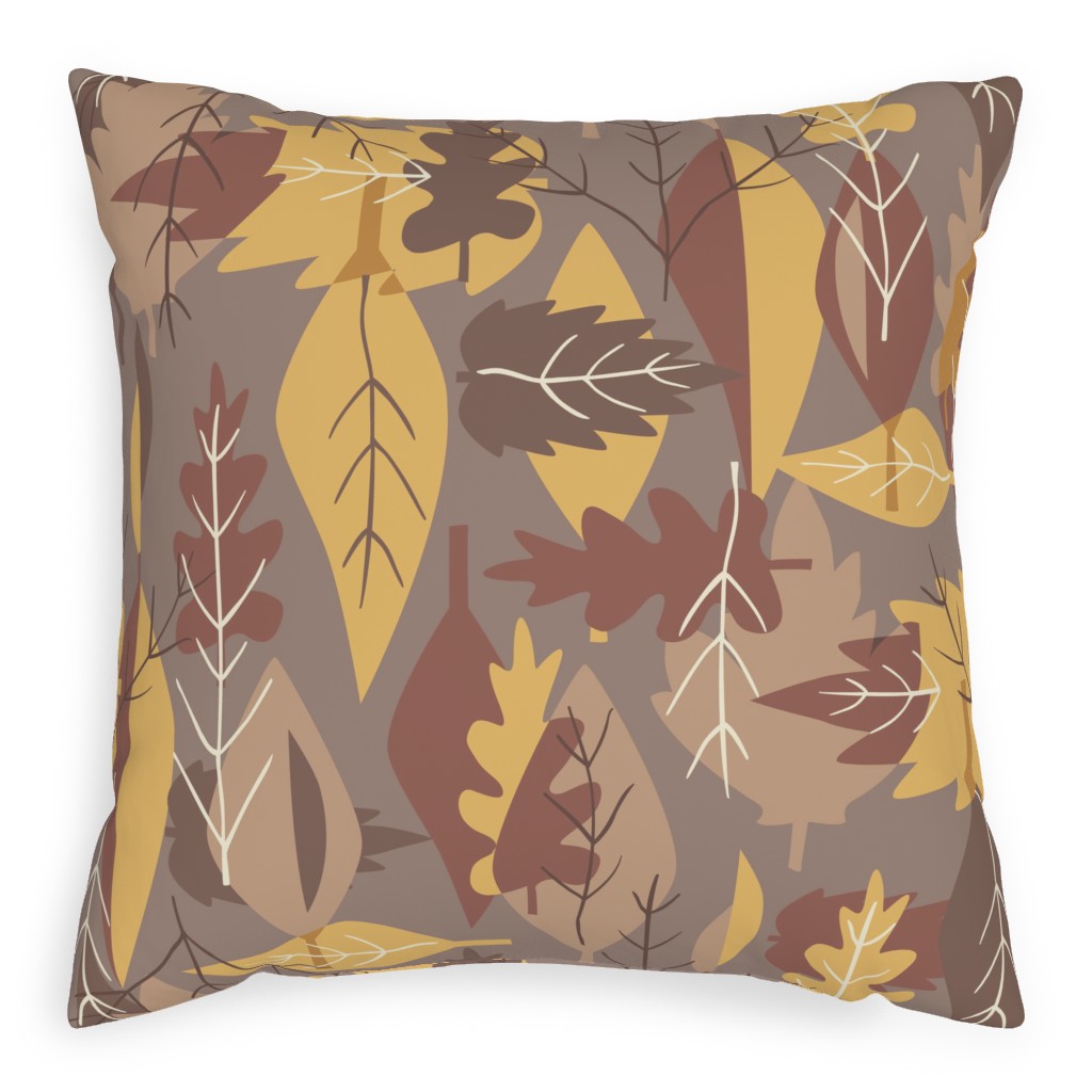 Leaf Pile Pillow, Woven, Beige, 20x20, Single Sided, Brown