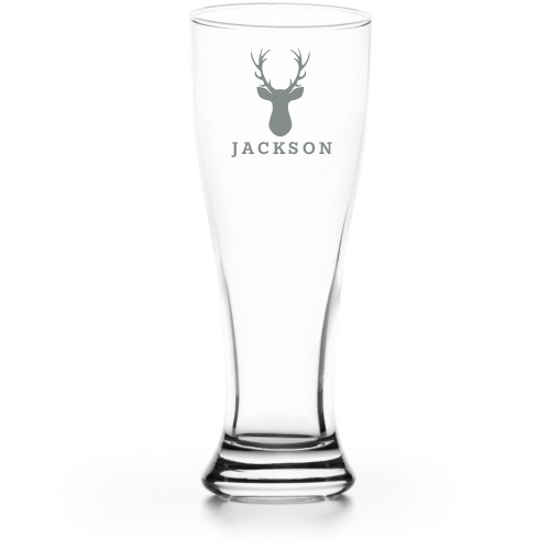 Deer Silhouette Pilsner Glass, Glass, Pilsner Glass Single Side, None, White