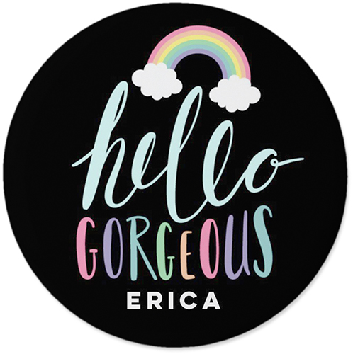 Emoji Rainbow Clouds Pins, Large Circle, Black, black