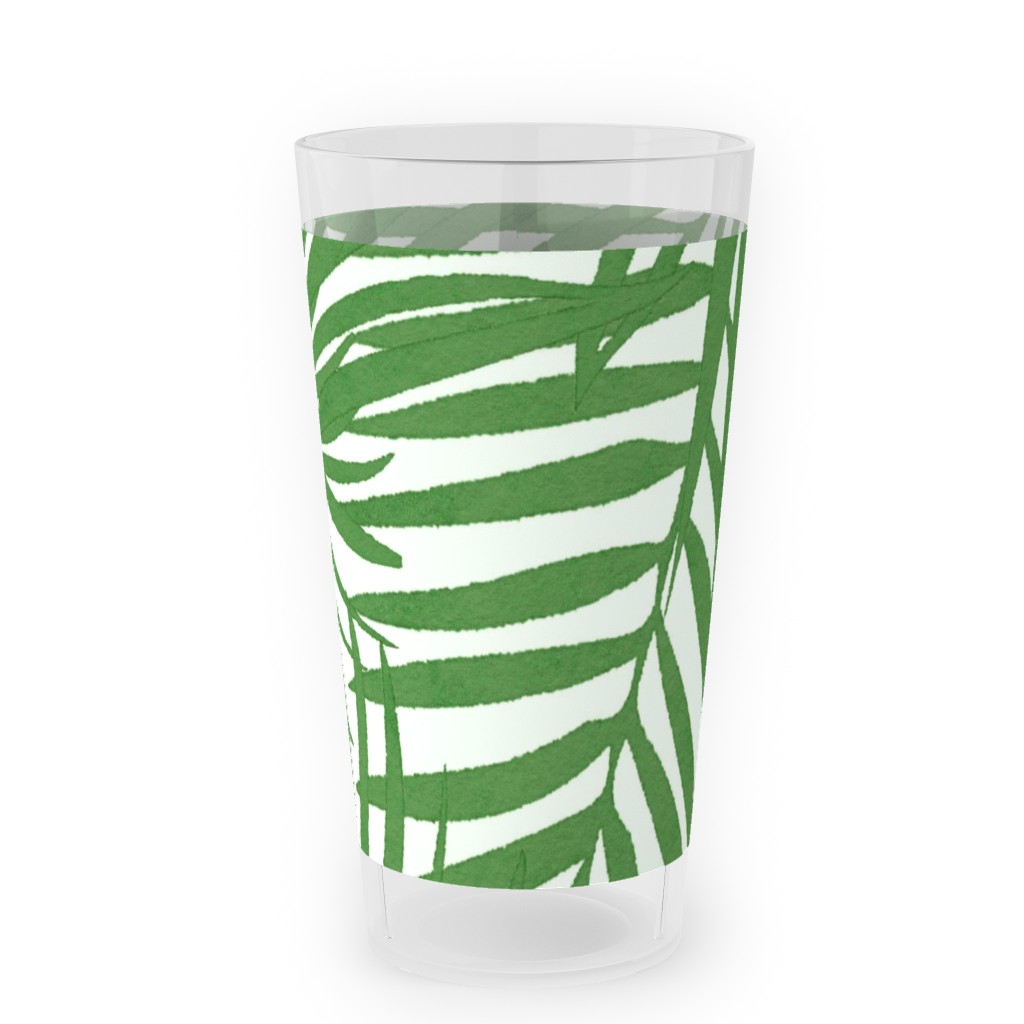 Watercolor Fronds - Green Outdoor Pint Glass, Green