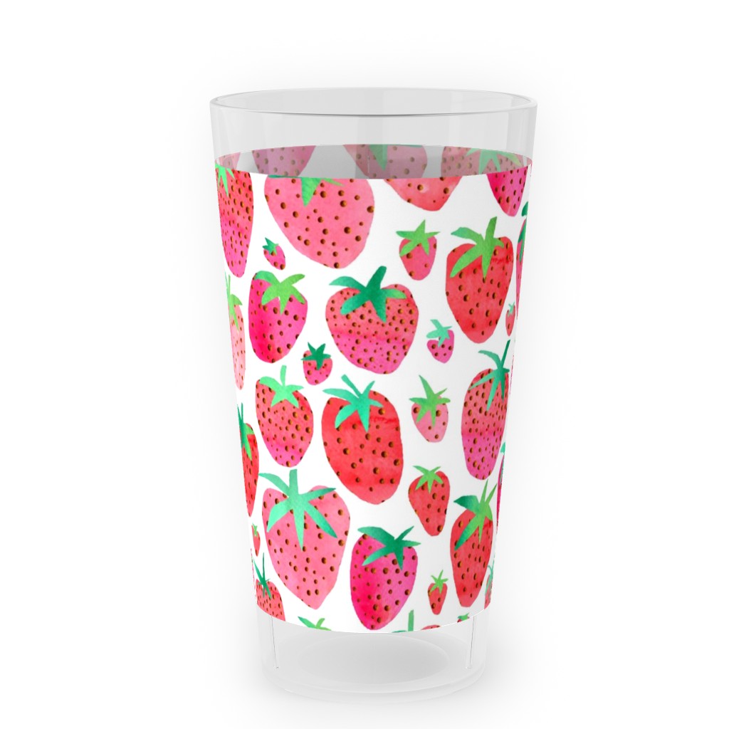 Strawberries - Pink Outdoor Pint Glass, Pink