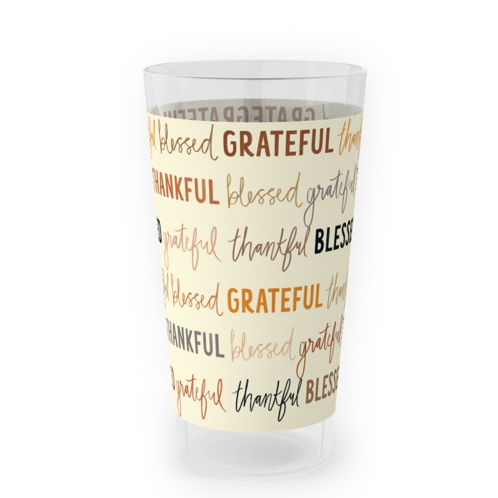 Grateful Thankful Blessed - Terracotta Outdoor Pint Glass, Beige