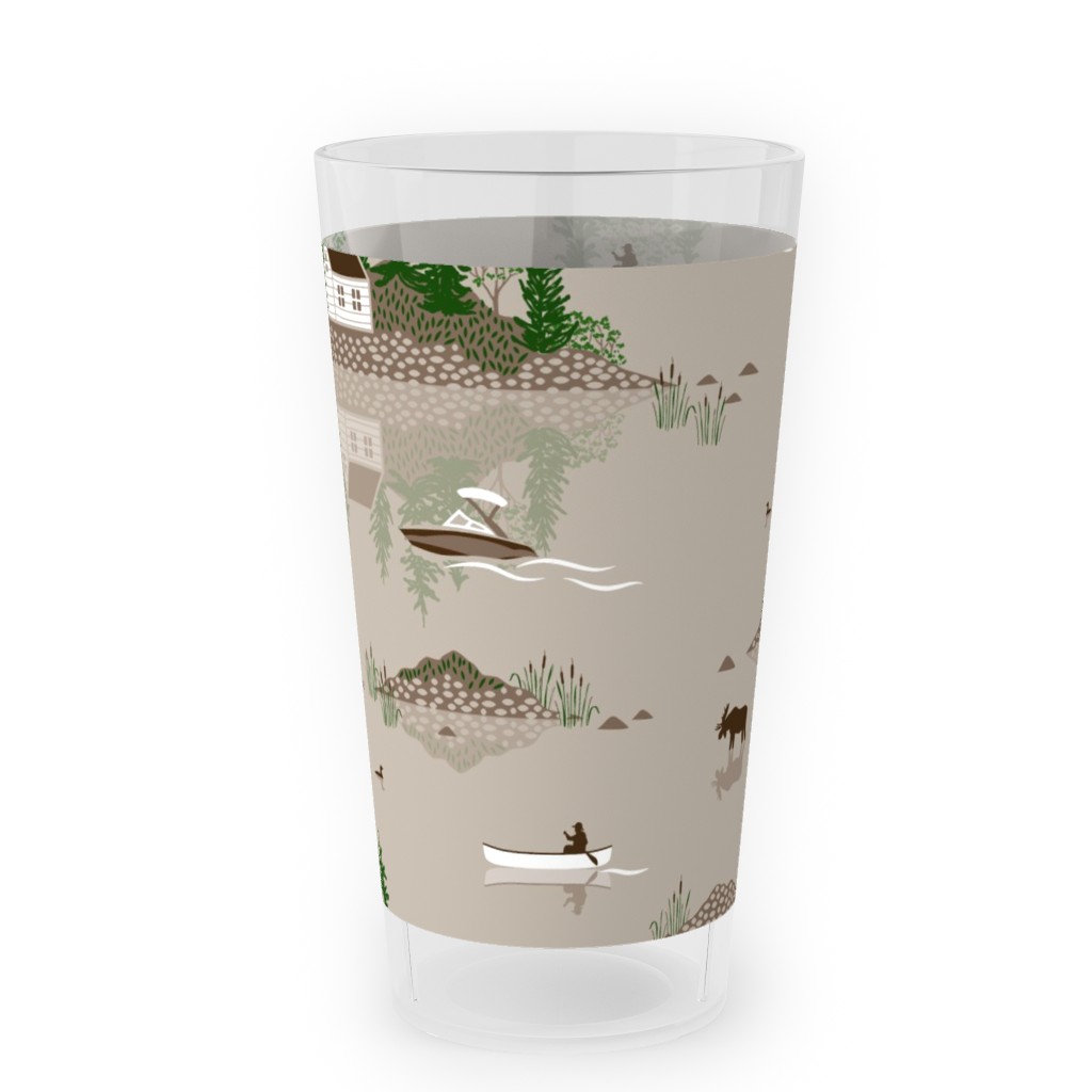 Boating on the Lake - Beige Outdoor Pint Glass, Beige