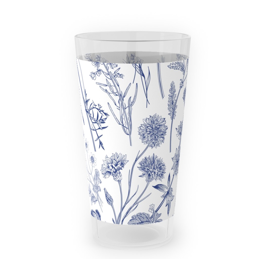 Wild Flowers - Blue Outdoor Pint Glass, Blue