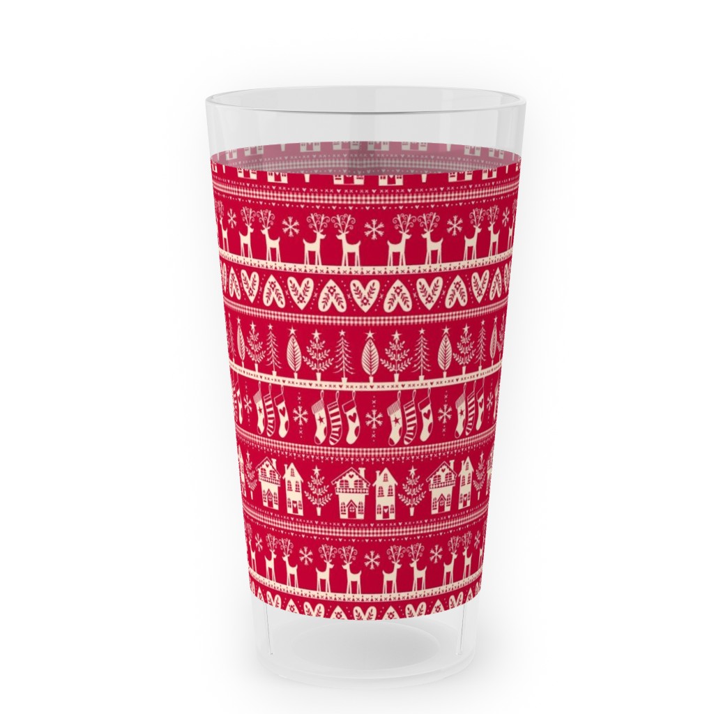 Nordic Vintage Christmas Outdoor Pint Glass, Red