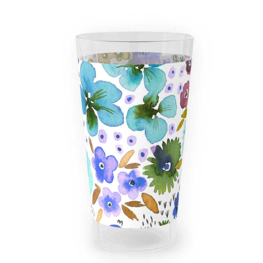 Artful Little Flowers - Multi Outdoor Pint Glass, Multicolor