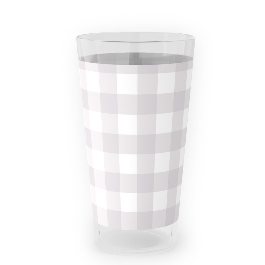 Gingham Check Outdoor Pint Glass, Gray