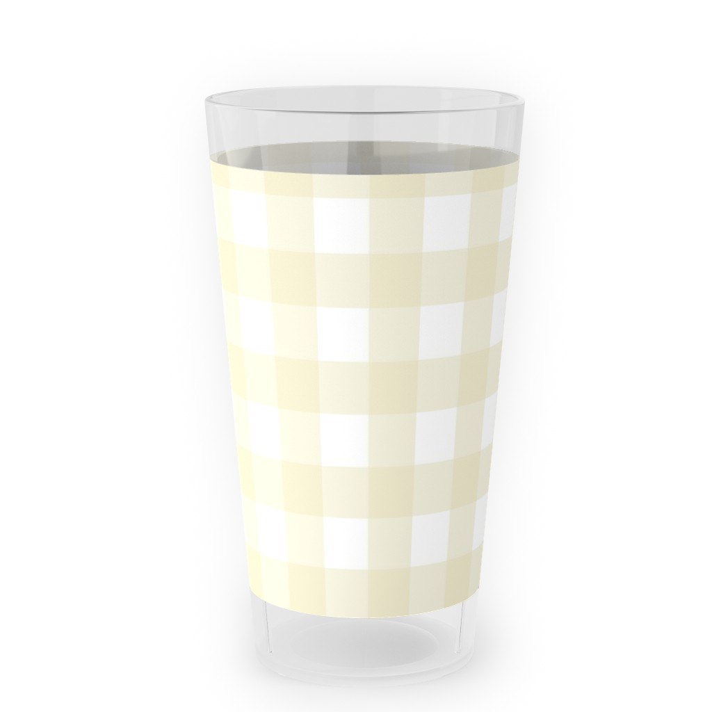 Gingham Check Outdoor Pint Glass, Yellow