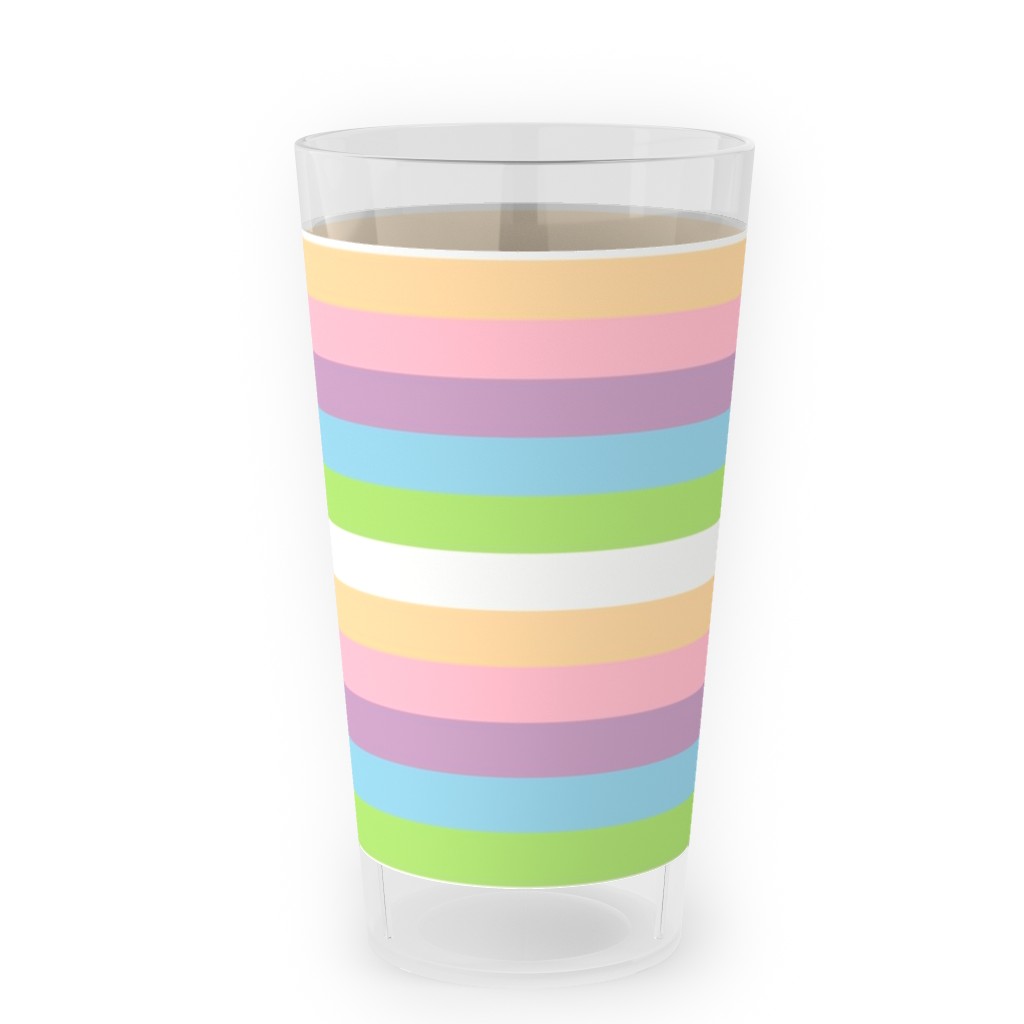 Multi Colored Stripes - Pastel Outdoor Pint Glass, Multicolor