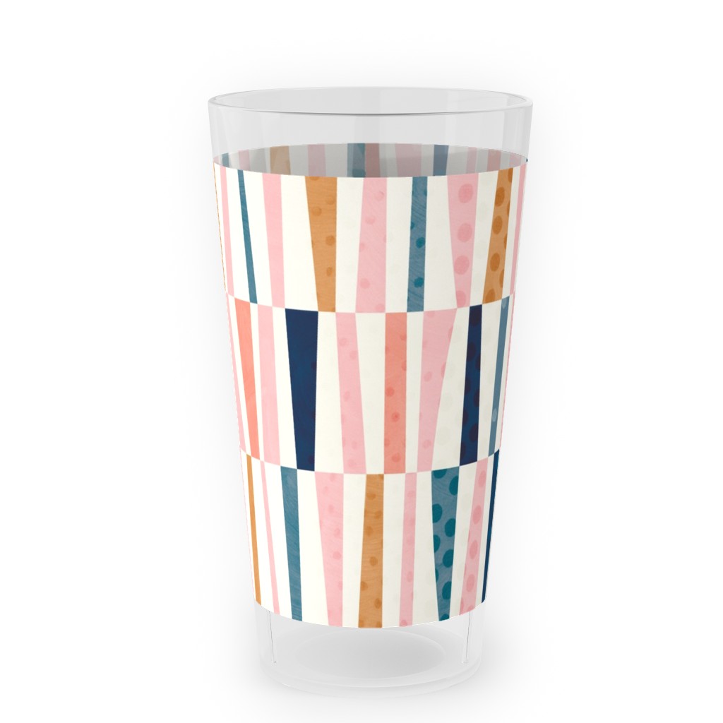 Patchwork Stripes - Multi Outdoor Pint Glass, Multicolor