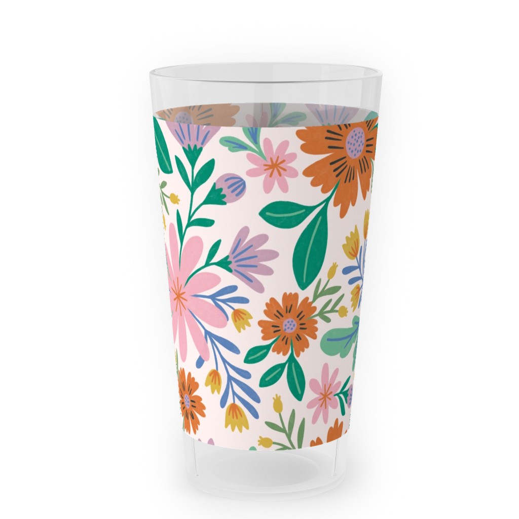 Happy Flowers - Pink Multi Outdoor Pint Glass, Pink