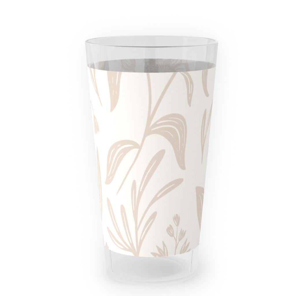Wildflowers - Tan and Cream Outdoor Pint Glass, Beige