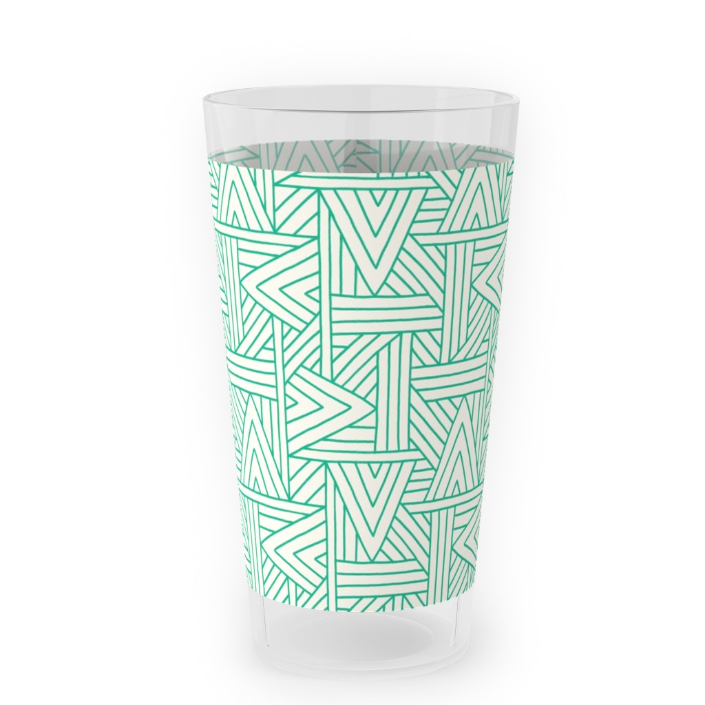 Angles - Green on White Outdoor Pint Glass, Green