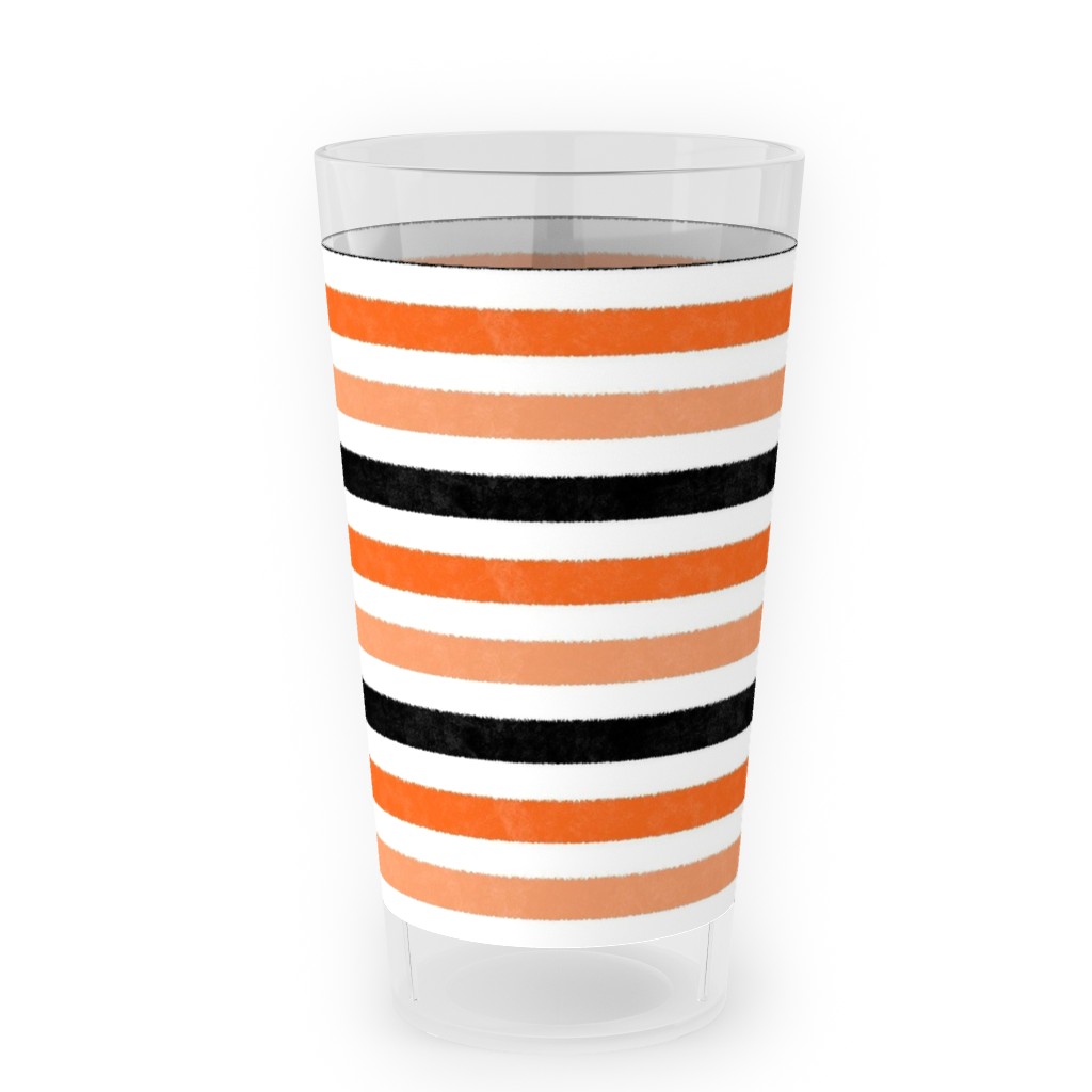 Halloween Stripes - Orange and Black Outdoor Pint Glass, Orange