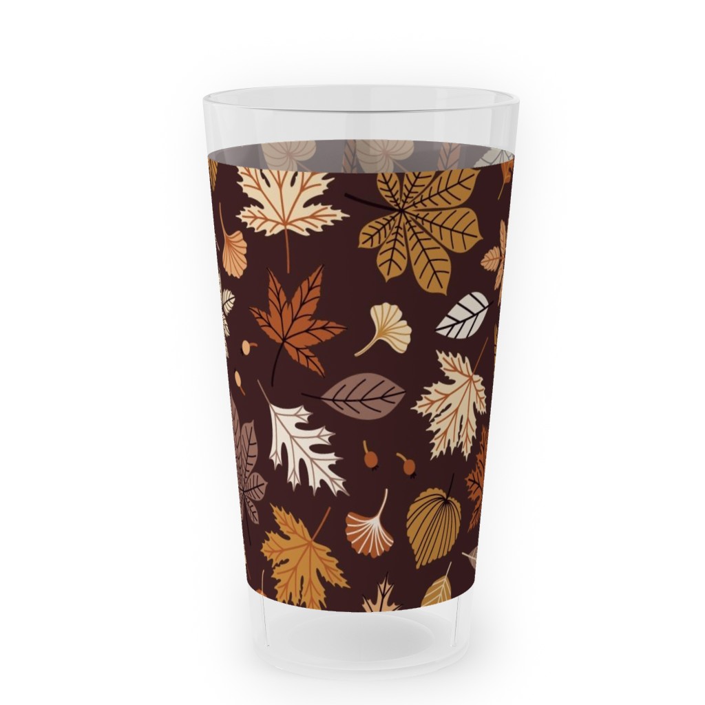 Falling Leaves - Brown Outdoor Pint Glass, Brown