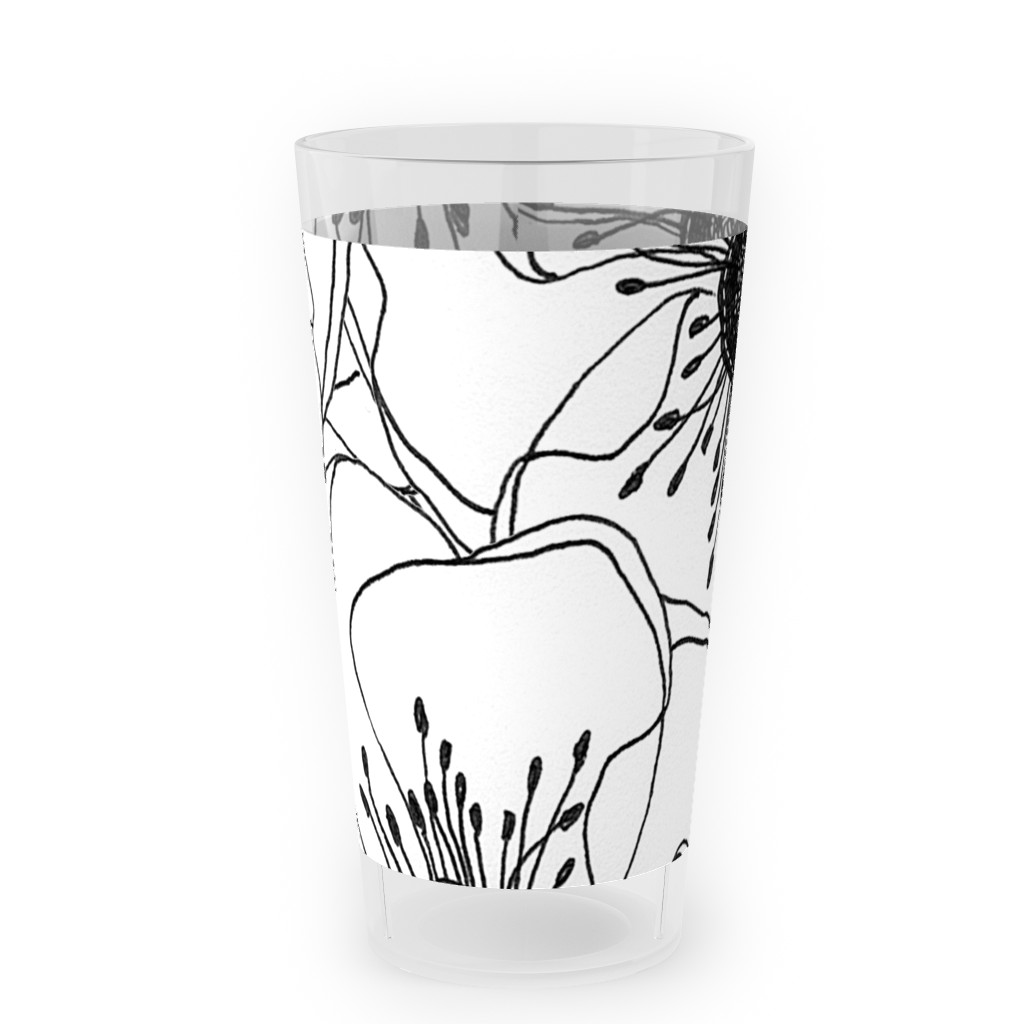 White Anemones - Neutral Outdoor Pint Glass, White