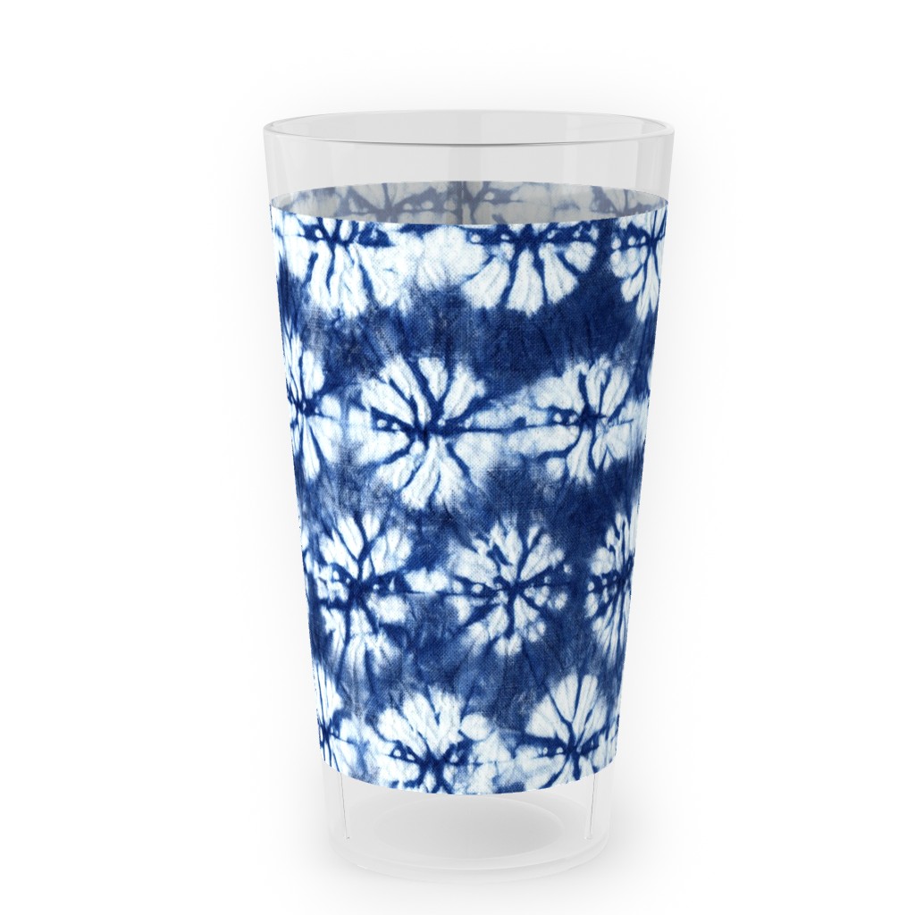 Shibori Pine - Blue Outdoor Pint Glass, Blue