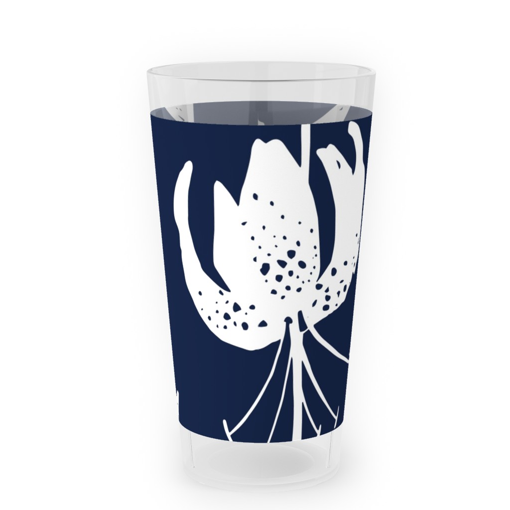 Lily Stripe - Blue Outdoor Pint Glass, Blue