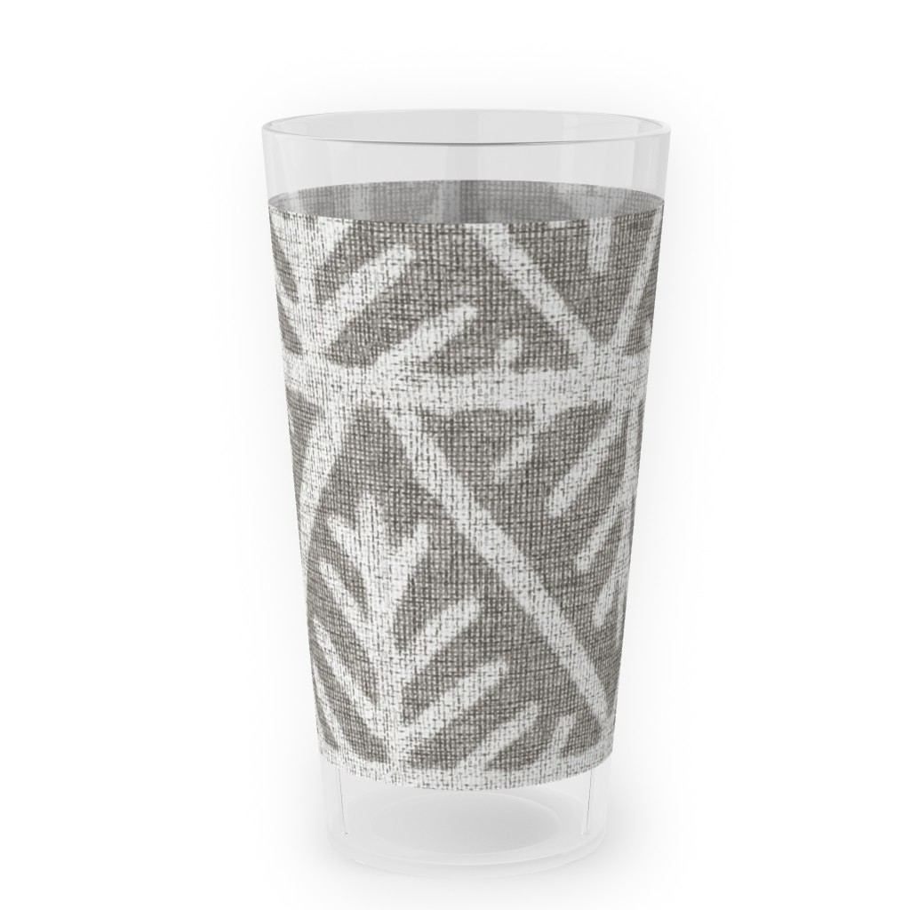 Textured Mudcloth Outdoor Pint Glass, Gray